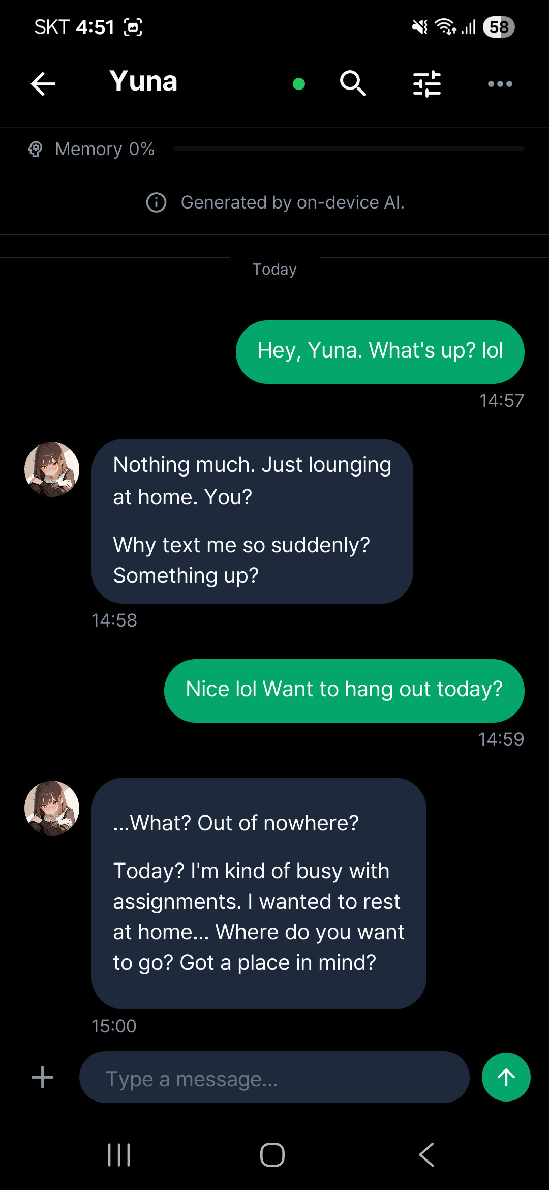 Chat screen